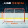 VEVOR Street Hockey Net Indoor Outdoor Steel Hockey Goal Set 72"x48"