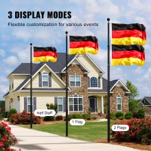 VEVOR 20FT Telescopic Flagpole Kit Heavy Duty Aluminum Flag Pole German Black