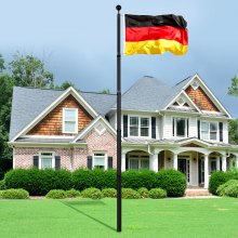 VEVOR 20FT Telescopic Flagpole Kit Heavy Duty Aluminum Flag Pole German Black