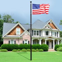 VEVOR 20FT Telescopic Flagpole Kit Heavy Duty Aluminum Flag Pole Black