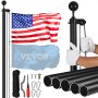 VEVOR 20FT Detachable Flagpole Kit, Heavy Duty Aluminum Alloy Flag Pole Kit in Ground for Outdoor, 3 Display Modes Flagpole with Professional Accessories, Black