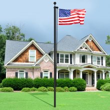 VEVOR 20FT Detachable Flagpole Kit Heavy Duty Aluminum Flag Pole Black