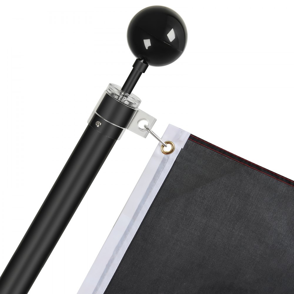 VEVOR 25ft telescopische vlaggenmastset, robuuste aluminiumlegering vlaggenmastset voor buiten, vlaggenmast met 3 weergavemodi en professionele accessoires, Duitse vlag, zwart