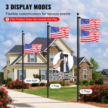 VEVOR 25FT Detachable Flagpole Kit Heavy Duty Aluminum Flag Pole Black