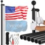 VEVOR 30FT Detachable Flagpole Kit, Heavy Duty Aluminum Alloy Flag Pole Kit in Ground for Outdoor, 3 Display Modes Flagpole with Professional Accessories, Black