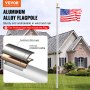 VEVOR 20FT Detachable Flagpole Kit Heavy Duty Aluminum Flag Pole Silver