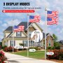 VEVOR 25FT Detachable Flagpole Kit, Heavy Duty Aluminum Alloy Flag Pole Kit in Ground for Outdoor, 3 Display Modes Flagpole with Professional Accessories, Silver