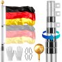 VEVOR 30FT Telescopic Flagpole Kit, Heavy Duty Aluminum Alloy Flag Pole Kit in Ground for Outside, 3 Display Modes Flagpole with Professional Accessories, German Flag, Silver