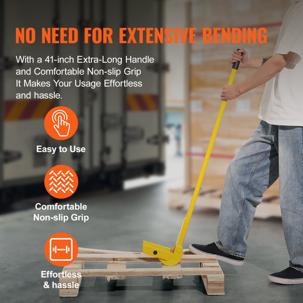 VEVOR Pallet Buster, 41-Inch Handle, 2000 lbs Weight Capacity, Q235 Carbon Steel, Heavy Duty Deck Wrecker Demolition Wood Pallet Tool Breaker Pry Bar Puller for Efficient and Effortless Board Removal