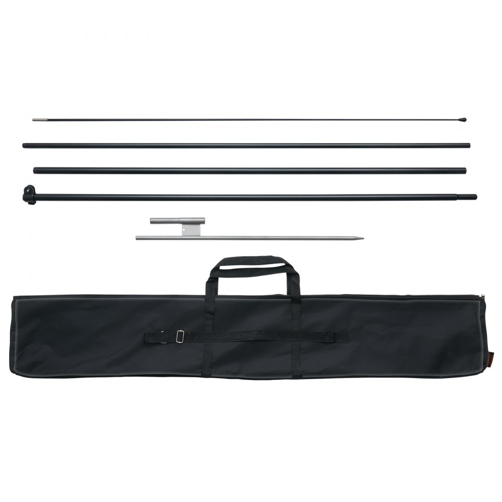 VEVOR feather flag pole kit with rods, ground spike, and carrying bag for outdoor advertising.