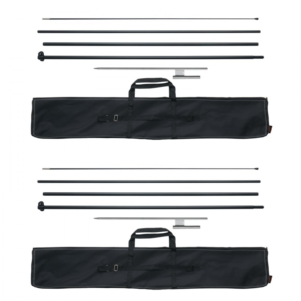 VEVOR feather flag pole kit with carrying bags, multiple sturdy poles, and a ground spike stake.