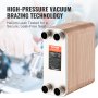 VEVOR plate heat exchanger with high-pressure vacuum brazing technology for leak-free performance.