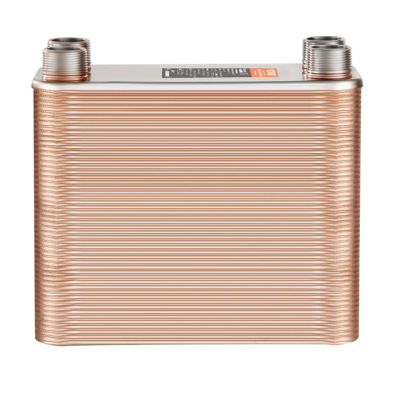 VEVOR warmtewisselaar, 127 x 305 mm 100 platen gesoldeerde platenwarmtewisselaar, koper/316L roestvrij staal water-water warmtewisselaar voor vloerverwarming, warmwaterbereiding, sneeuwsmelten, bierkoeling