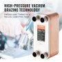 VEVOR heat exchanger showcasing high-pressure vacuum brazing technology for a secure, leak-free seal.