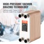 VEVOR heat exchanger with high-pressure vacuum brazing technology, helium leak tested for security.