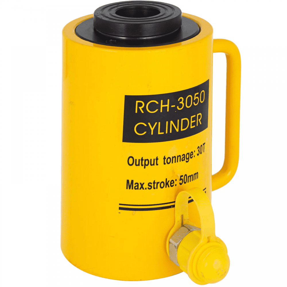 VEVOR hydraulische cilinderkrik Capaciteit 30T Hydraulische cilinder 50 mm slag Enkelwerkend Draagbaar Geel, hydraulische krik Holle zuigerkrik Hydraulische fles 10,8 kg voor riggers Fabrikanten