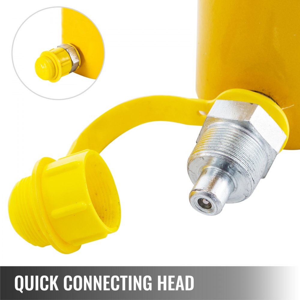VEVOR hydraulische cilinderkrik Capaciteit 30T Hydraulische cilinder 50 mm slag Enkelwerkend Draagbaar Geel, hydraulische krik Holle zuigerkrik Hydraulische fles 10,8 kg voor riggers Fabrikanten