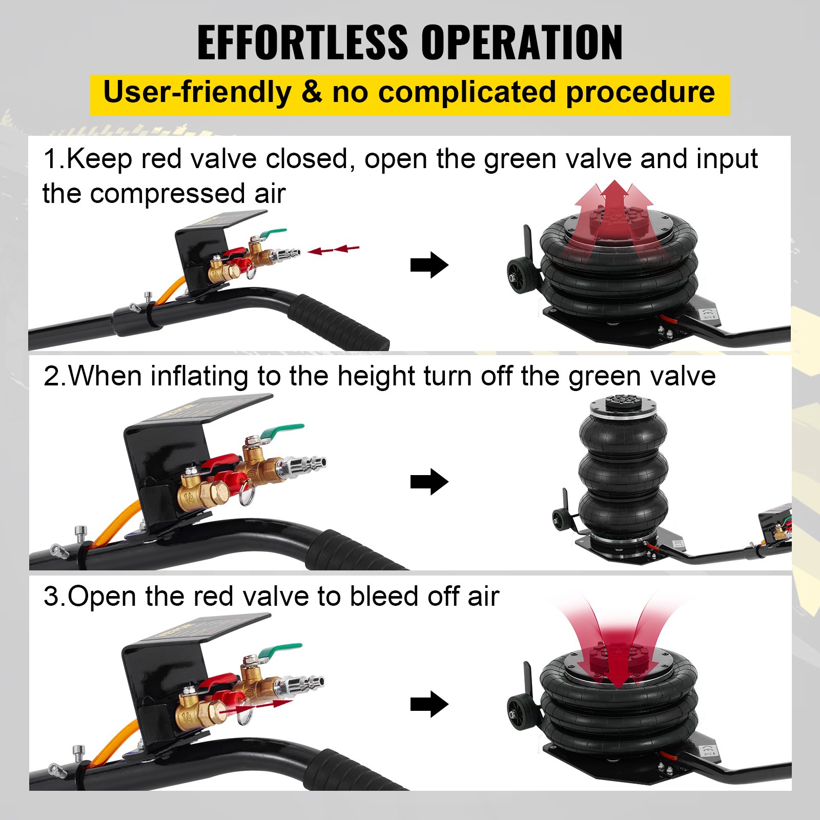 VEVOR Pneumatische krik Lucht Krik 6600lbs Luchtkrik Max hoogte 16'
