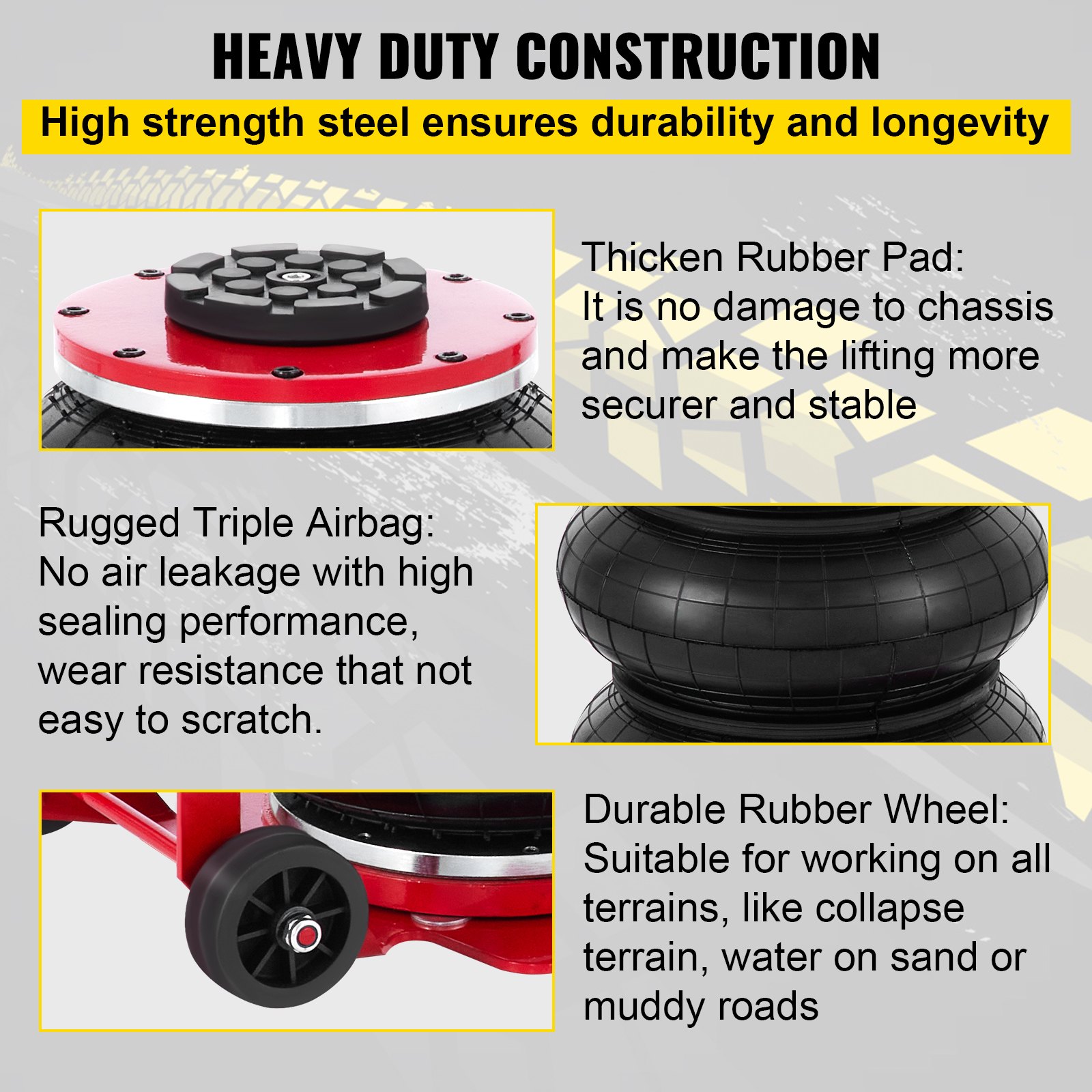 VEVOR Pneumatic Car Jack 6600lbs Heavy Duty Air Jack Bag 3Ton Lifting Height Up To 16 Inch Powerful Fast Pneumatic Jack for Car, Minivan, SUV Off-road Vehicle