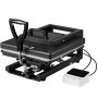 VEVOR Transferpers 38 x 38 cm 5 in 1 Multifunctioneel, Snelle en gelijkmatige verwarming, Hot Press Machine Sublimatiepers Hittepers voor T-shirts/mokken/bekers/petten/borden, Zwart