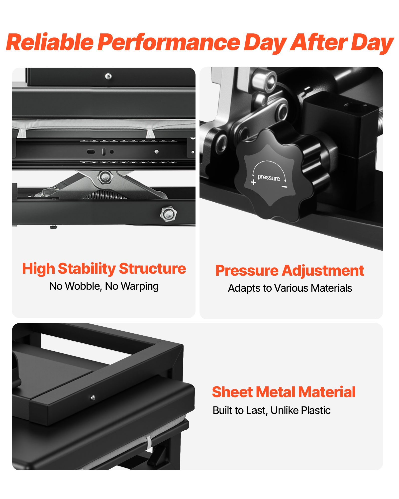 VEVOR Hybrid Heat Press, 380 x 380 mm, 5-in-1 Multifunction, Heat Up Fast and Even, All-New Patented Design, Easy to Control, Sublimation Press Machine for T-shirts/Mugs/Tumblers/Caps/Plates, Black