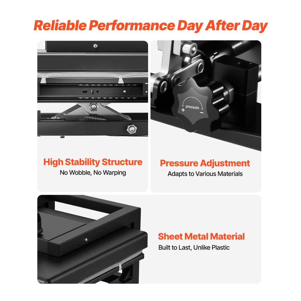 VEVOR Hybrid Heat Press, 380 x 380 mm, 8-in-1 Multifunction, Heat Up Fast and Even, All-New Patented Design, Easy to Control, Sublimation Press Machine for T-shirts/Mugs/Tumblers/Caps/Plates, Black