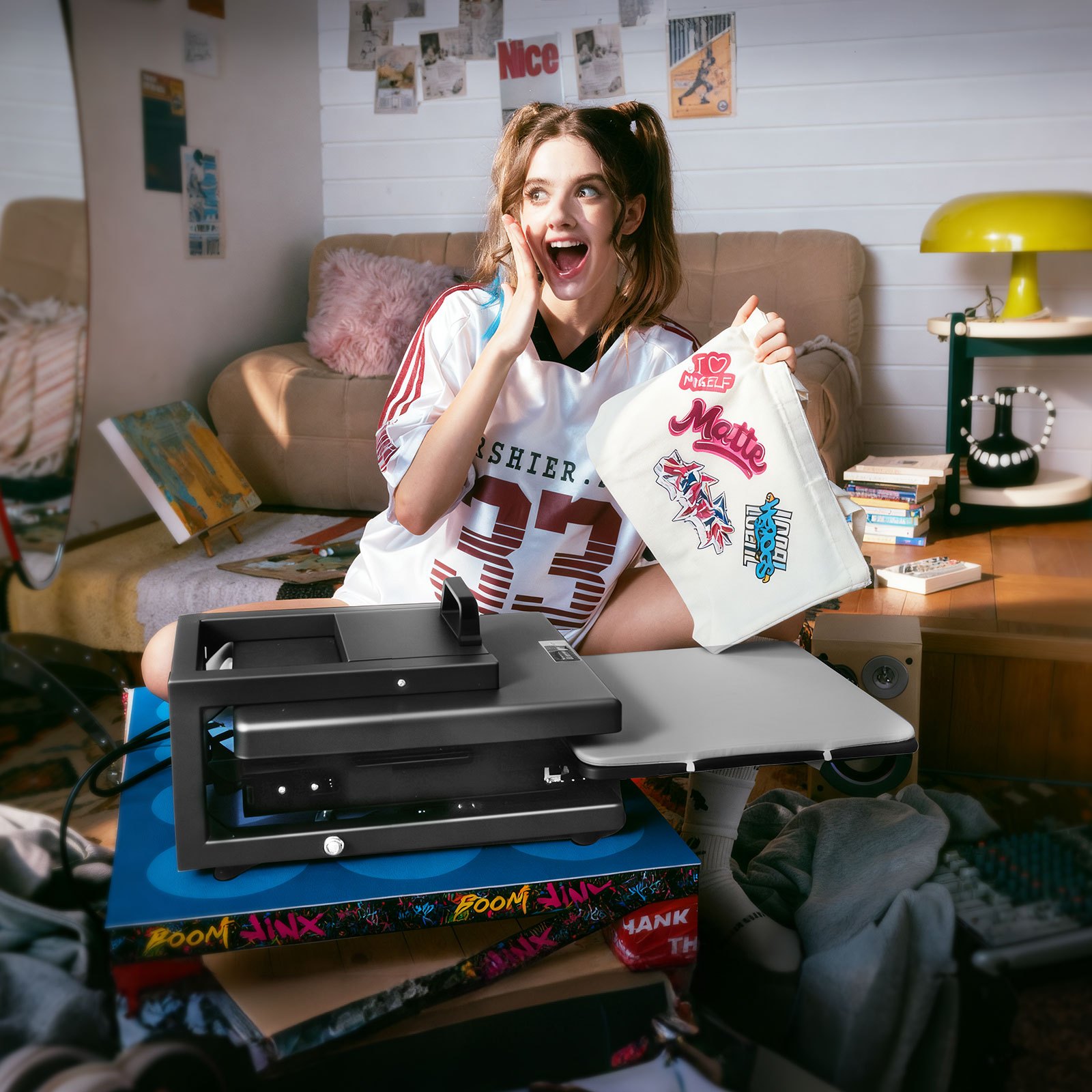 VEVOR Heat Press 38 x 38 cm 8 in 1 Multifunctioneel, Snelle en gelijkmatige verwarming, Heat Press Machine Sublimatiepers Heat Press voor T-shirts/Bekers/Mokken/Petten/Borden, Zwart