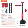 VEVOR bokstrainer met rode boksballen, bokshandschoenen, luchtpomp en diverse accessoires.