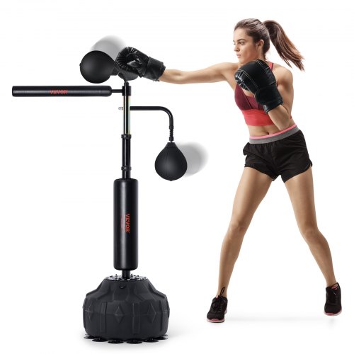 Bokssnelheidstrainer, Bokszak Met Standaard, Reflexbokszak Voor Jeugd En Volwassenen, In Hoogte Verstelbare Bokszakset Met Handschoenen Workout Snelheidstas Voor Training Zwart P 010301432939