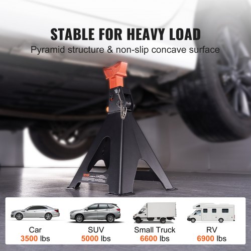 VEVOR Jack Stands, 6 ton (13 lbs) capaciteit auto krik staat dubbele vergrendeling, 14-23 inch verstelbare hoogte, voor het heffen van SUV, pick- up truck, auto en UTV/ATV, rood, 1 paar