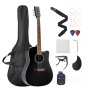 VEVOR 41 in Cutway Acoustic Guitar Beginner Bundle with Gig Bag for Adult Black