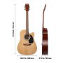 VEVOR Elektrische akoestische gitaar Cutaway Beginner 1041,4 mm (41 inch) Volwassene Natuurlijk