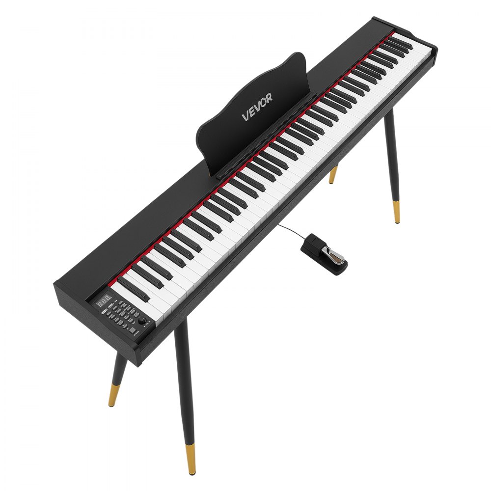 VEVOR Digitale Piano 88 Halfverzwaarde Toetsen Standaard Formaat Elektrische Piano Zwart voor Beginners, 600 Geluiden, 600 Ritmes, USB, MIDI, Audio-uitgang, Hoofdtelefoonaansluiting, Sustainpedaal en HiFi-luidsprekers