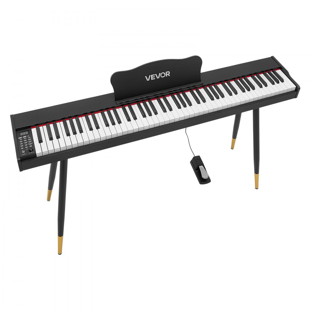 VEVOR Digitale Piano 88 Halfverzwaarde Toetsen Standaard Formaat Elektrische Piano Zwart voor Beginners, 600 Geluiden, 600 Ritmes, USB, MIDI, Audio-uitgang, Hoofdtelefoonaansluiting, Sustainpedaal en HiFi-luidsprekers