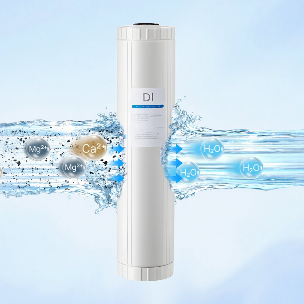 VEVOR 2x Deïoniseerd watersysteem voor autowasinstallaties, vervangingsfilters, dubbele 4L gemengde DI-harsfilterpatronen voor deïoniseerde autowasinstallaties, DI-hars navulverpakking 51 cm voor deïoniseerde watersystemen
