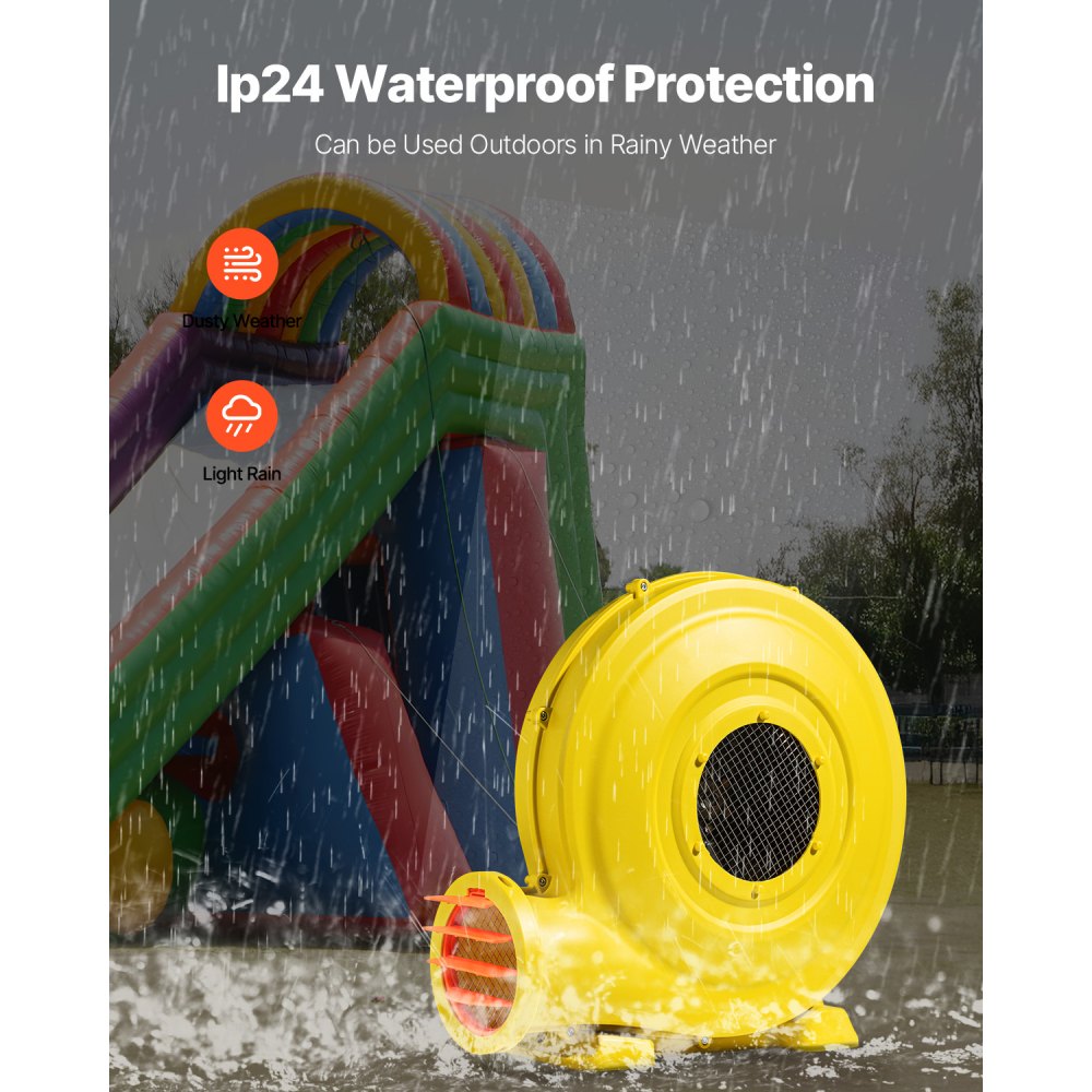 VEVOR Inflatable Blower, 870W&950W, 1.3 HP Bounce House Blower, Pump Commercial Air Blower for Inflatables, 3300RPM Bouncy Castle Electric Air Blower Fan Perfect for Bounce House, Waterslides, Yellow