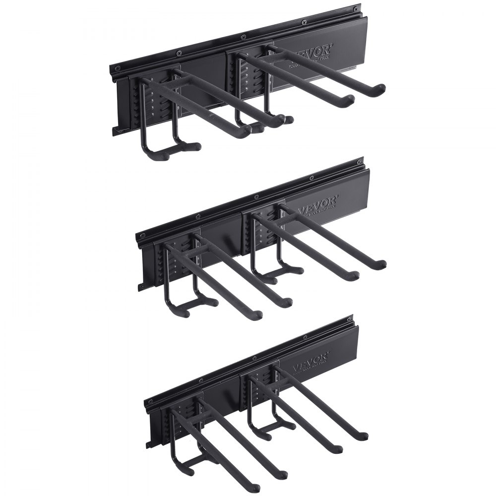 VEVOR Garage Tool Organizer, maximaal draagvermogen van 800 lbs, wandgemonteerde tuinopslagrekorganisatie, zwaar uitgevoerd met 6 verstelbare haken en 3 rails, f<s:1> r tuingereedschap