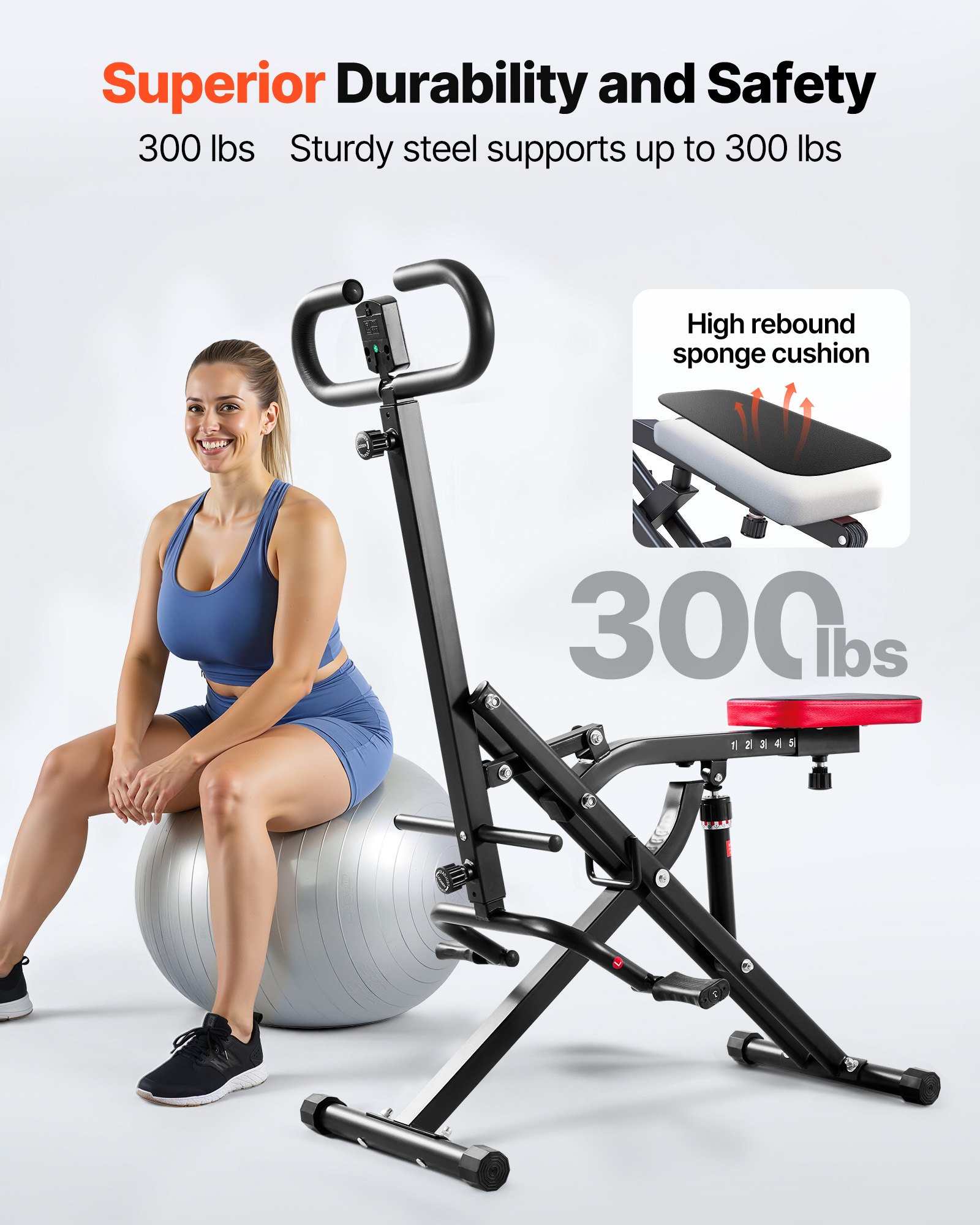 VEVOR Squat Machine voor diepe squats thuis, opvouwbaar trainingsapparaat, glute trainer met 12 verstelbare weerstandsniveaus, thuistrainingsapparaat voor bilspieren en benen, glute machine