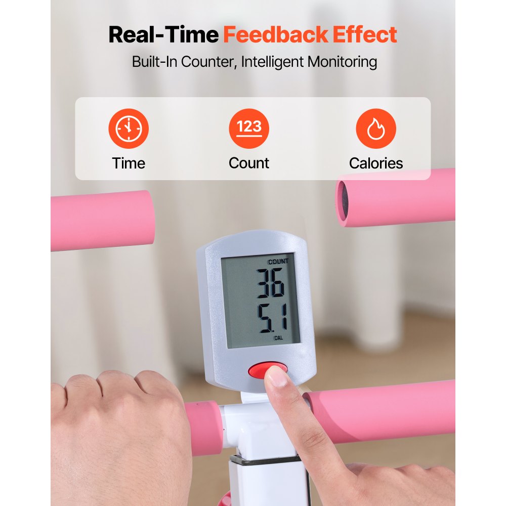 VEVOR Squat Machine voor diepe squats, opvouwbare trainingsapparatuur, glute trainer met 5-standen verstelbare zitting, thuistrainingsapparatuur voor bilspieren en benen, glute machine wit + roze