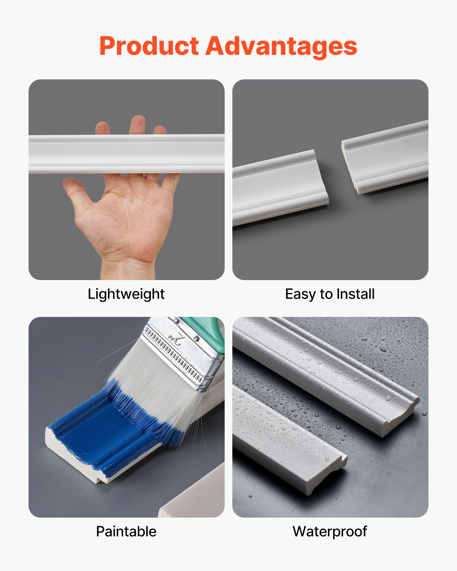 VEVOR wandlijstenset, wandlijsten, stucwerklijsten, overschilderbaar polystyreen, sierlijsten, sierlijsten voor wanden, accentwandpanelen voor de inrichting van woonkamers en slaapkamers, wit