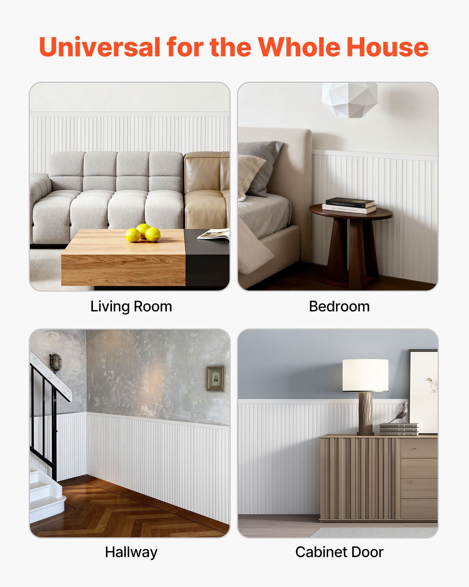 VEVOR wandlijstenset, wandlijsten, stucwerklijsten, overschilderbaar polystyreen, sierlijsten, sierlijsten voor wanden, accentwandpanelen voor de inrichting van woonkamers en slaapkamers, wit