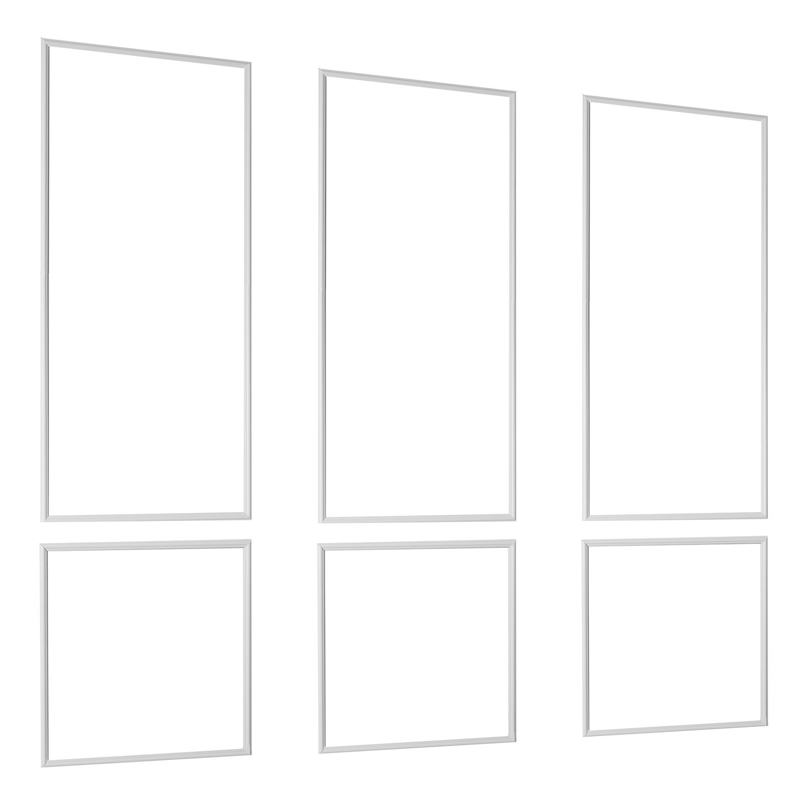 VEVOR Muurlijstset, 3-delig, 61x61cm & 61x138cm, overschilderbare polystyreen sierlijsten, waterdichte muurafwerking, decoratieve muurlijst, sierlijst voor woonkamer, slaapkamer, huis, wit