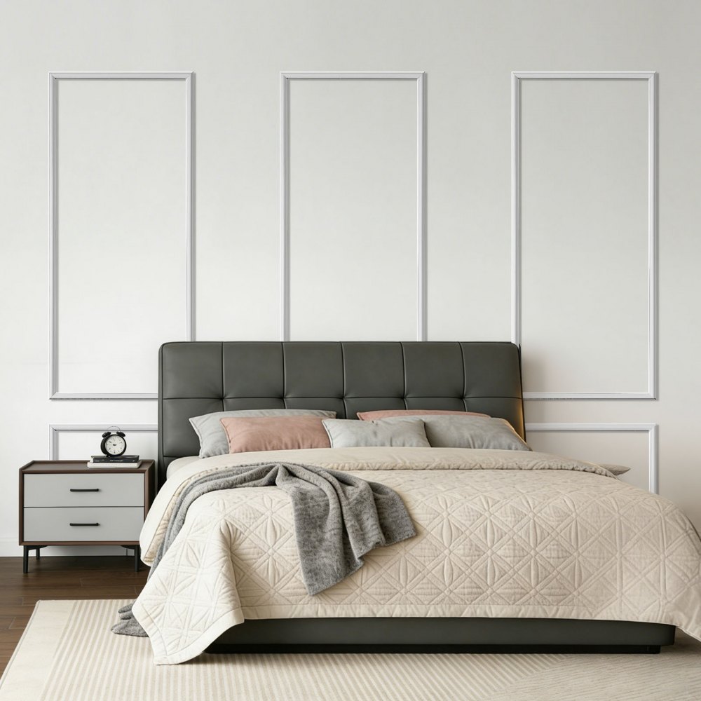 VEVOR wandlijstset, 3-delige set 61x61 cm & 61x138 cm, overschilderbare polystyreen sierlijsten, waterdichte wandafwerking, decoratieve wandlijst, sierlijst voor woonkamer, slaapkamer, huis, wit