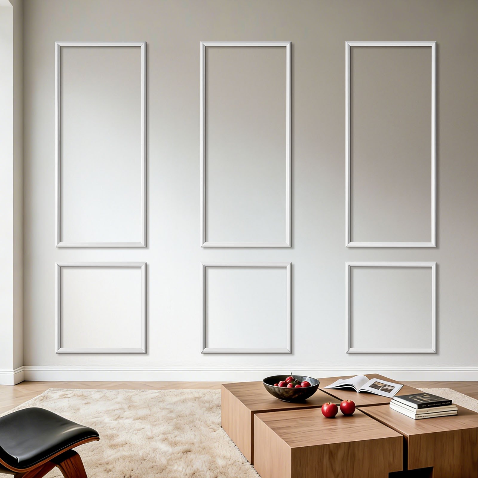 VEVOR wandlijstset, 3-delige set 61x61 cm & 61x138 cm, overschilderbare polystyreen sierlijsten, waterdichte wandafwerking, decoratieve wandlijst, sierlijst voor woonkamer, slaapkamer, huis, wit