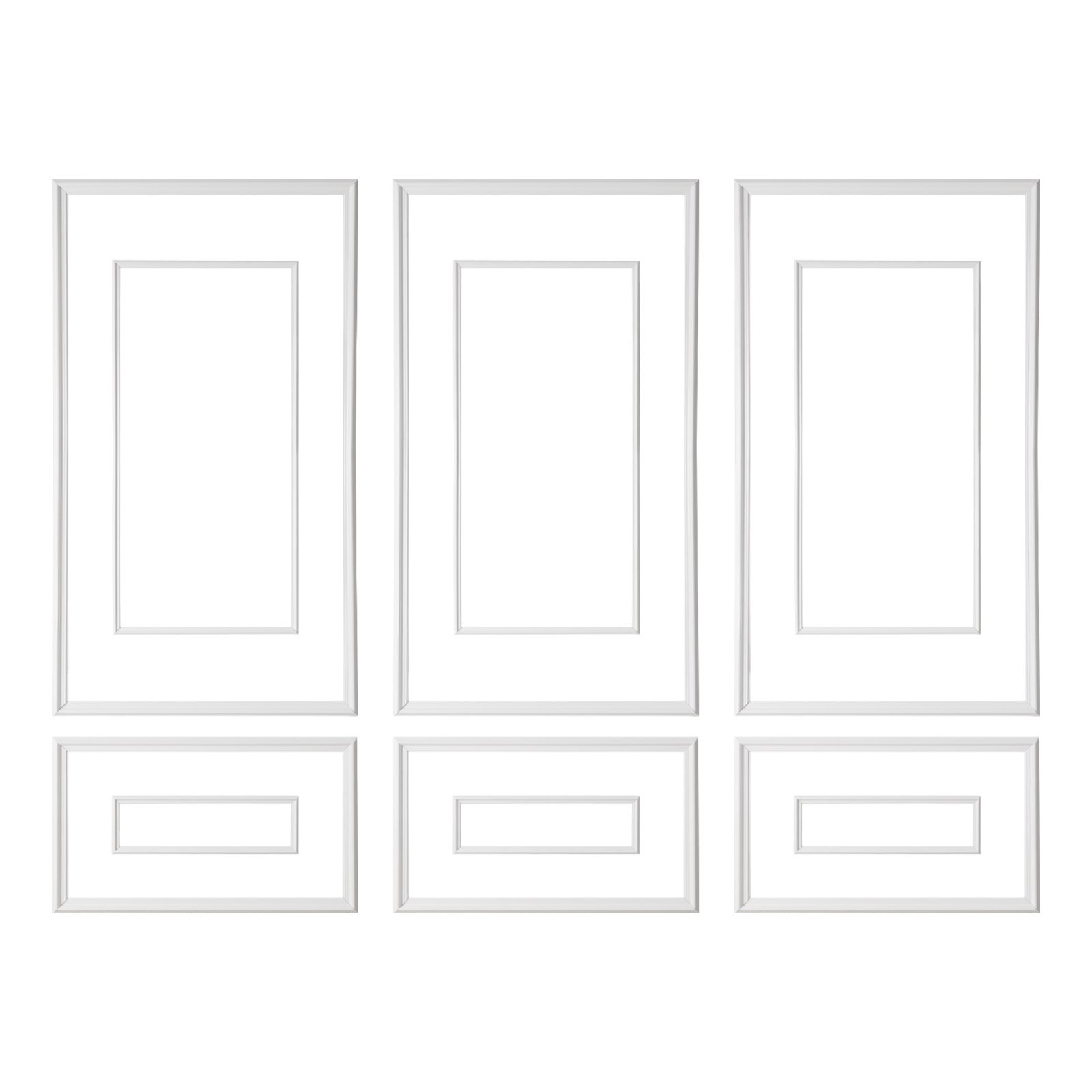 VEVOR wandlijstset, 3-delige set, 45,97x78,99 cm & 78,99x138,18 cm, sierlijst met dubbele groef, breed & smal profiel, overschilderbaar polystyreen, decoratieve lijst voor woonkamer en slaapkamer, wit