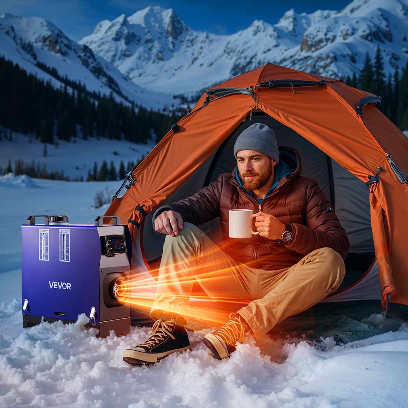 VEVOR Dieselverwarming/luchtverwarmer 8 kW DC 12 V/24 V Draagbare standverwarming met afstandsbediening en lcd-scherm, laag geluidsniveau, 5 liter brandstoftank voor vrachtwagens, campers, SUV's en caravans