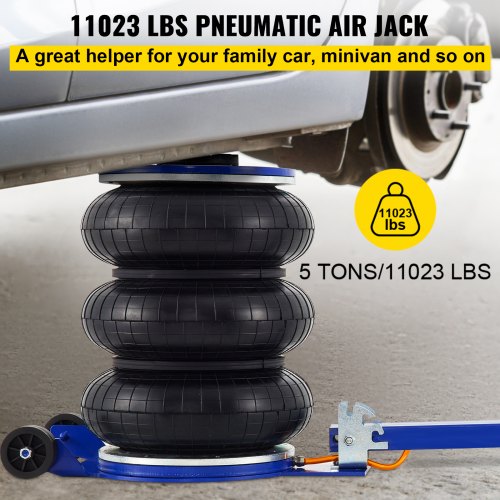 VEVOR Pneumatische Krik 11000LBS, Opblaasbare Krik 5T, Pneumatische Jack Kleur Blauw, Pneumatische Triple Bag, Auto Fast Lift Pneumatisch Verstelbaar Max Hoogte 400MM, Het Veranderen Van Banden