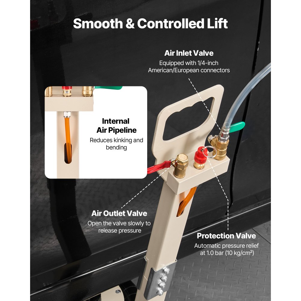 VEVOR Air Jack, 3 Ton/6613 lbs Triple Bag Air Jack, Airbag with Six Steel Pipes, Lift Up to 17.7 inch/450 mm, 1-6 s Fast Lifting Pneumatic with Adjustable Long Handle for Car, SUV, Pickup Truck Repair