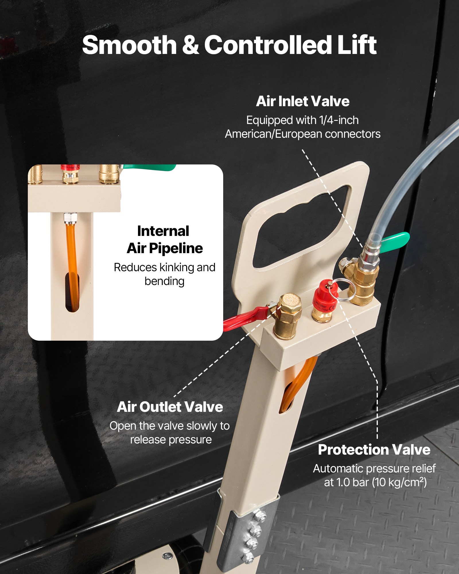 VEVOR Air Jack, 3 Ton/6613 lbs Triple Bag Air Jack, Airbag with Six Steel Pipes, Lift Up to 17.7 inch/450 mm, 1-6 s Fast Lifting Pneumatic with Adjustable Long Handle for Car, SUV, Pickup Truck Repair