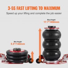 VEVOR Pneumatische Jack Triple Bag Air Jack 3T Triple Bag Air Jack 140-450mm Hefhoogte Airbag Air Jack 5 Minuten Lift Lange steel Air Jack Jack Reparatie Auto Vrachtwagen Etc.